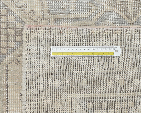 12 Ft Vintage Brown Persian Style Hand Knotted Distressed Low Pile Wool Runner Rug